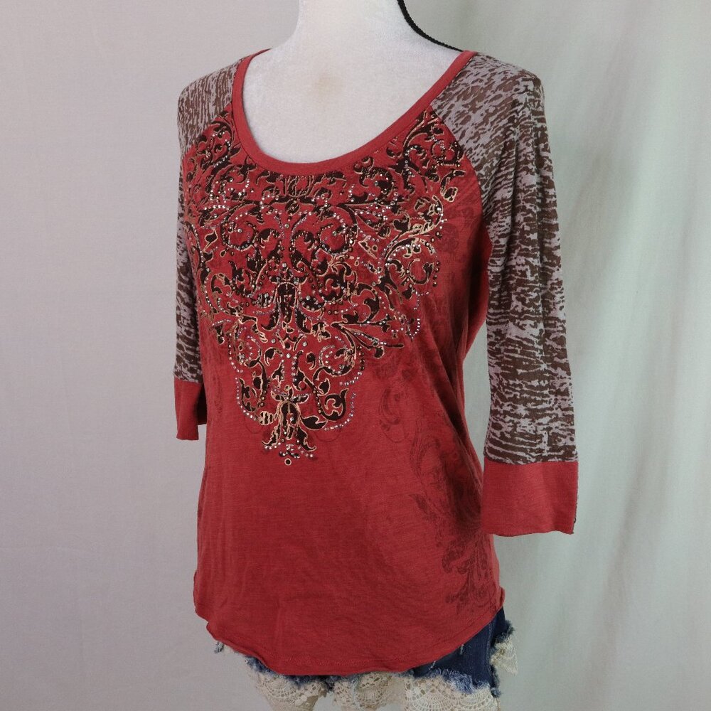 Maurices | Printed 3/4 Sleeve Top Small